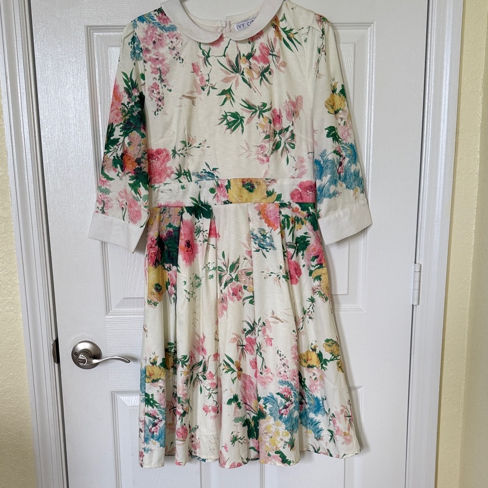 Tea Collection Cream Floral Kids Dress